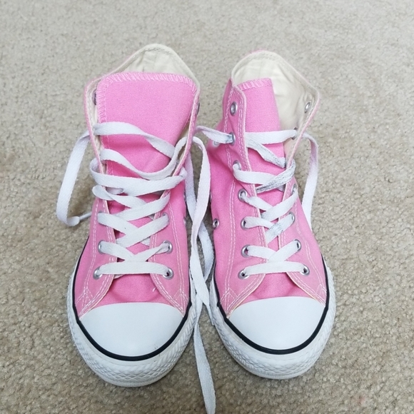 girls pink converse high tops